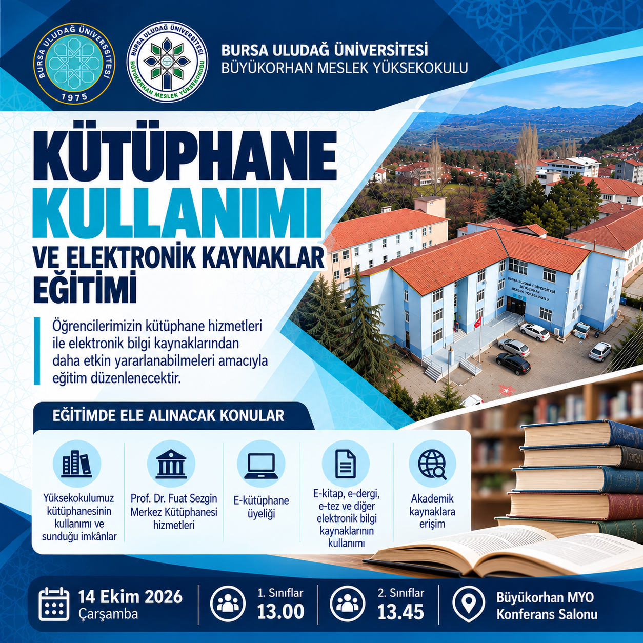 Büyükorhan MYO’da Kütüphane Kullanımı ve Elektronik Kaynaklar Eğitimi Gerçekleştirildi